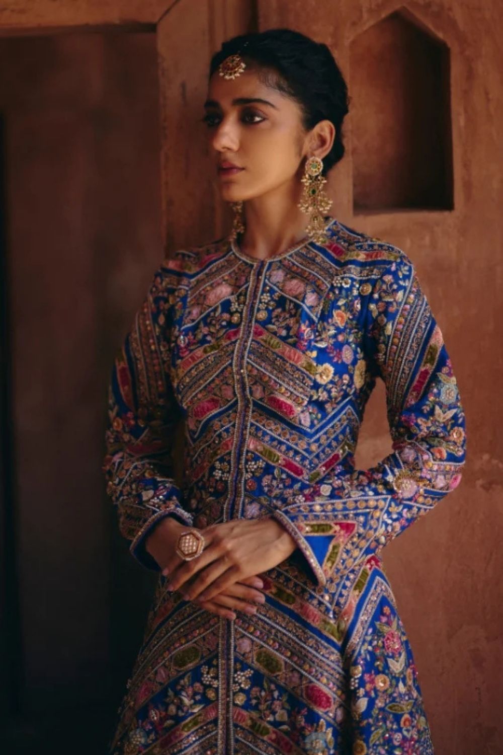 Velvet Patchwork Aari Jacket Set