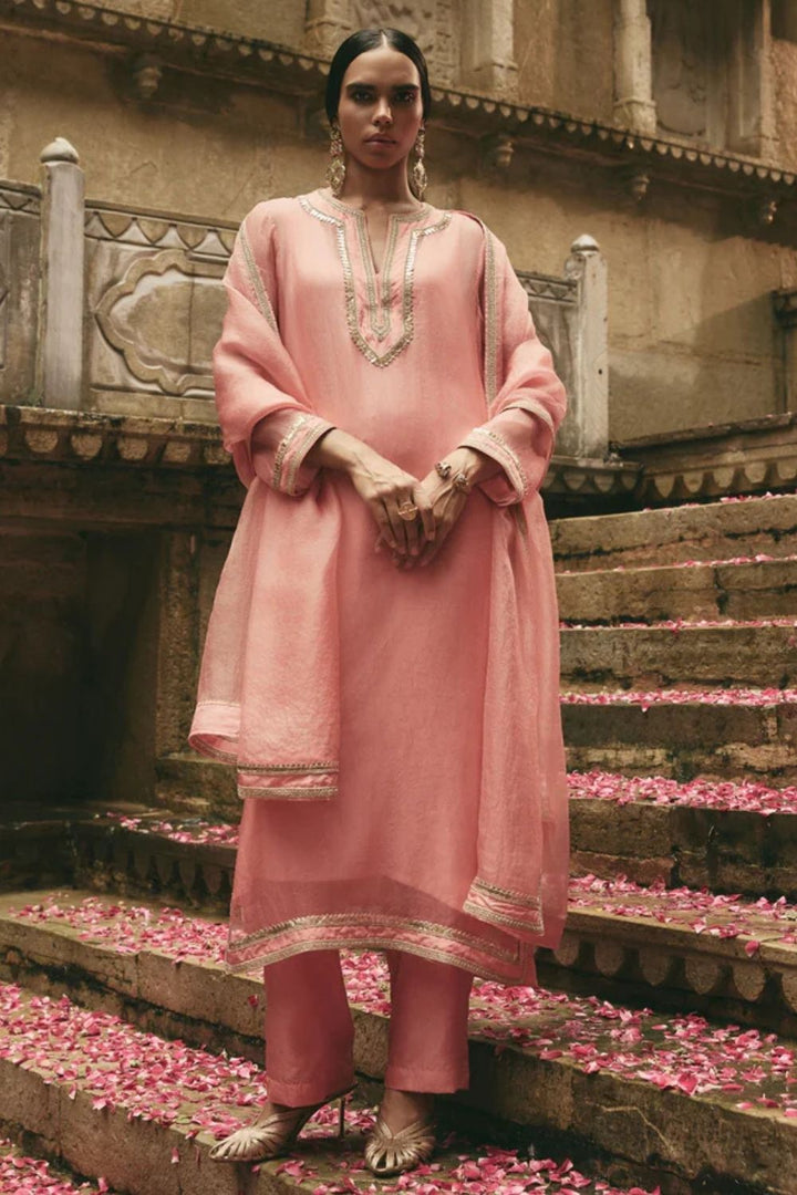 Pink Long Kurta Set