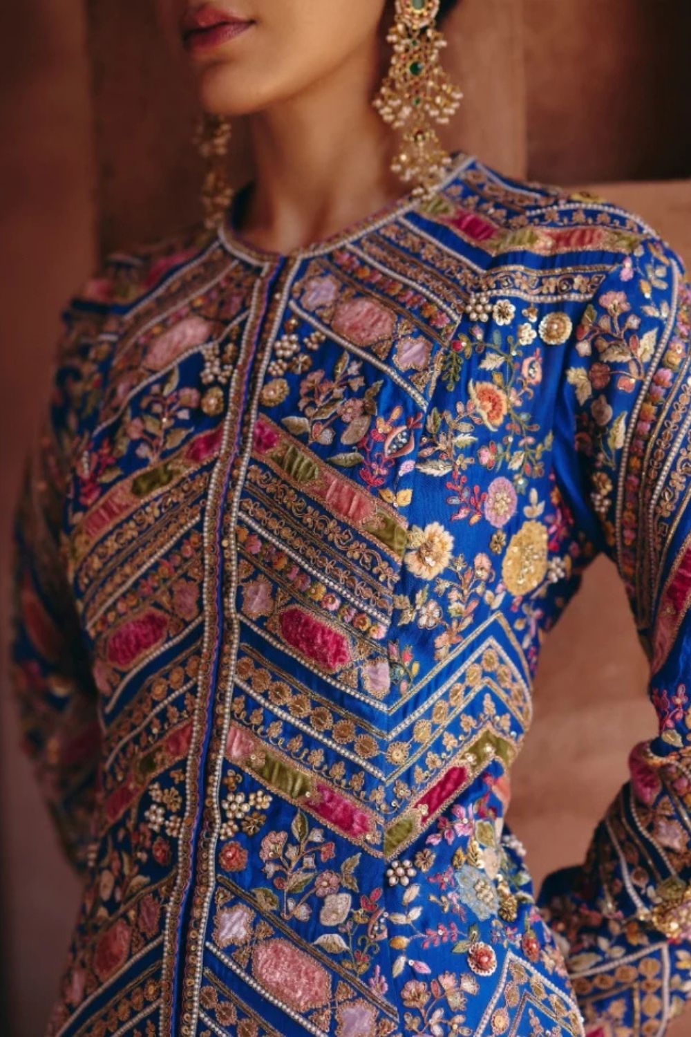 Velvet Patchwork Aari Jacket Set