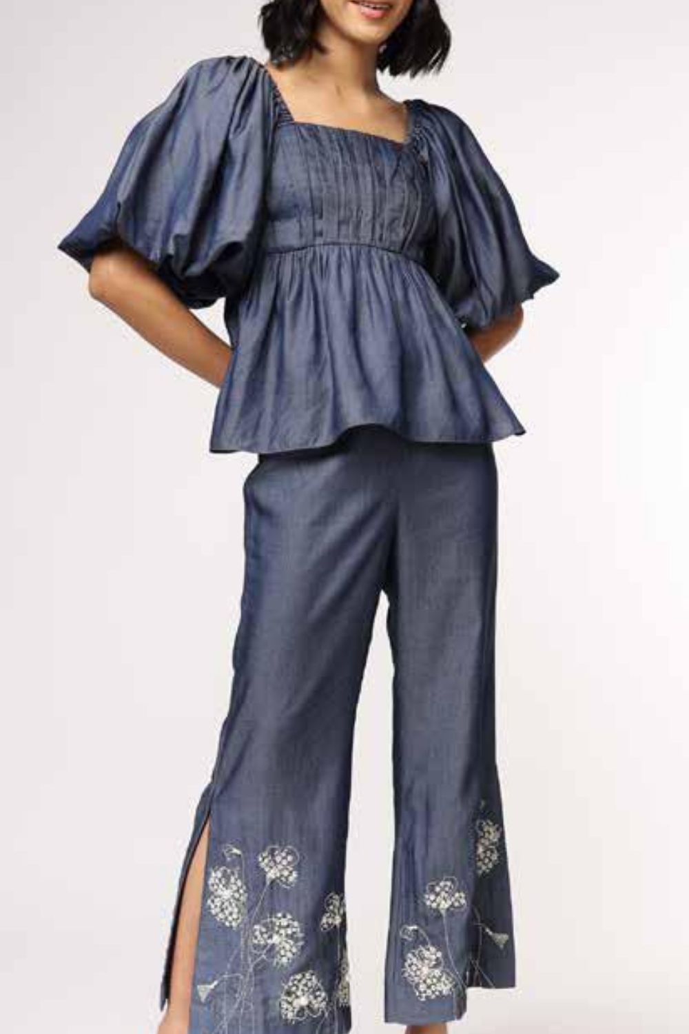 Off Shoulder Denim Top with Pants