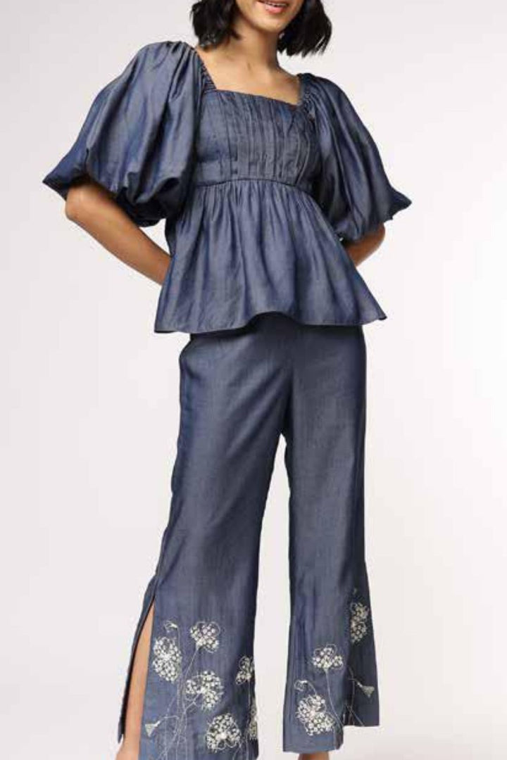 Off Shoulder Denim Top with Pants