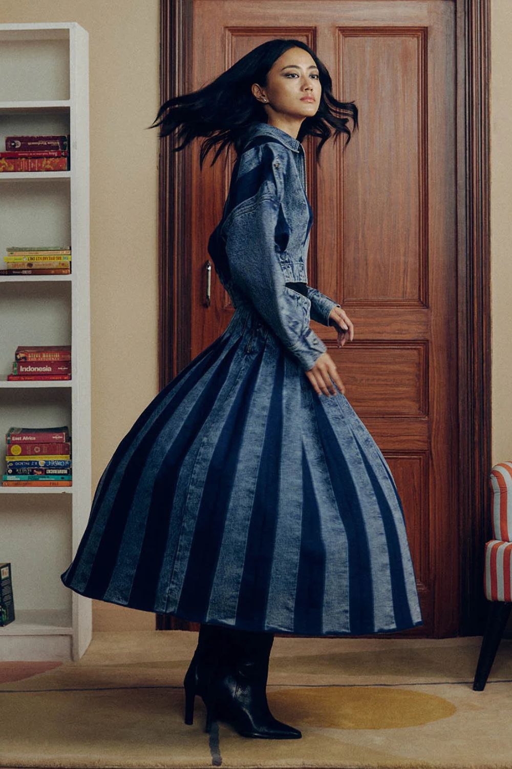 PLEATED DENIM COORD SET