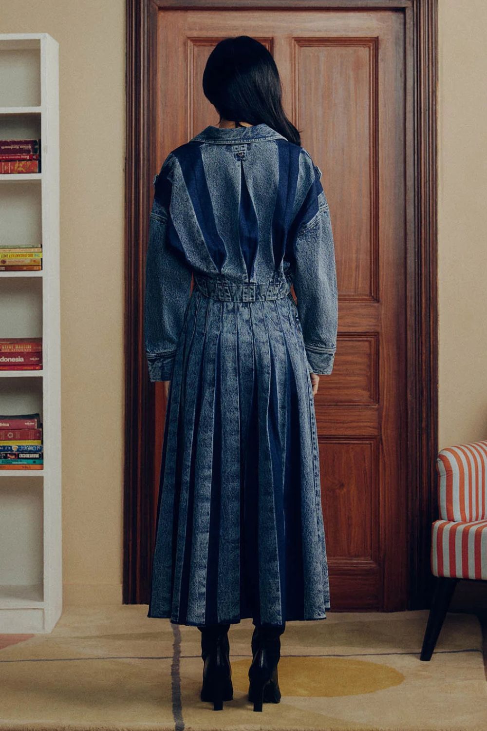 PLEATED DENIM COORD SET