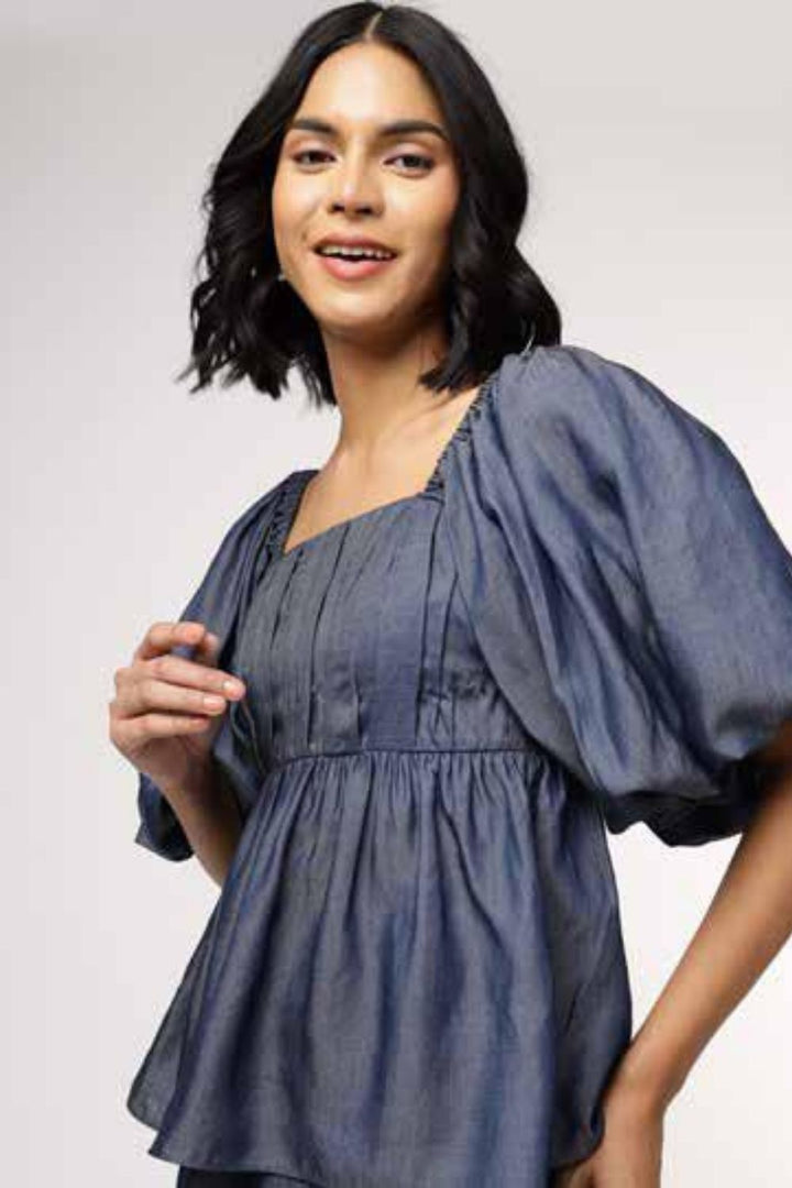 Off Shoulder Denim Top with Pants
