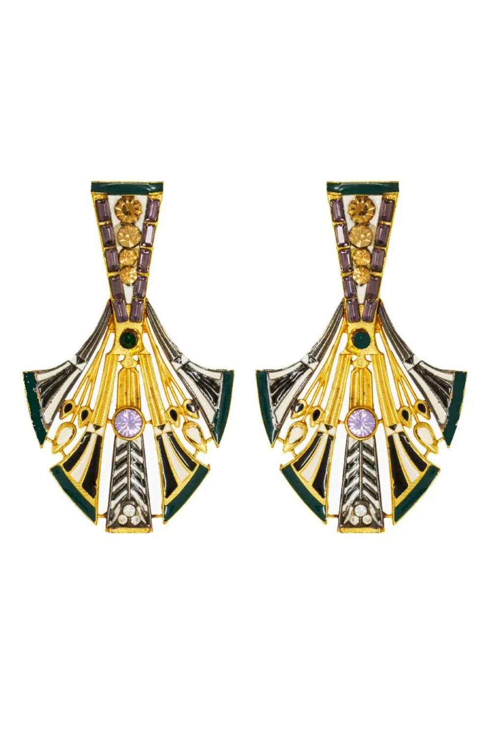 Green Egyptian Feather Earrings