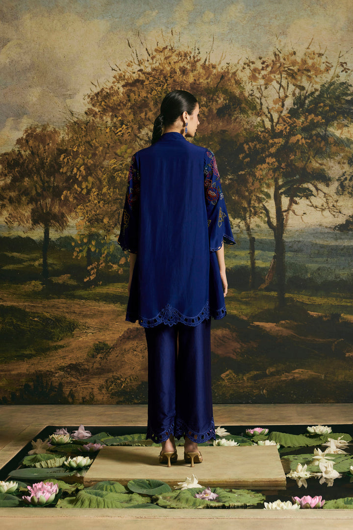 Cobalt Blue Blossom Tunic With Pants