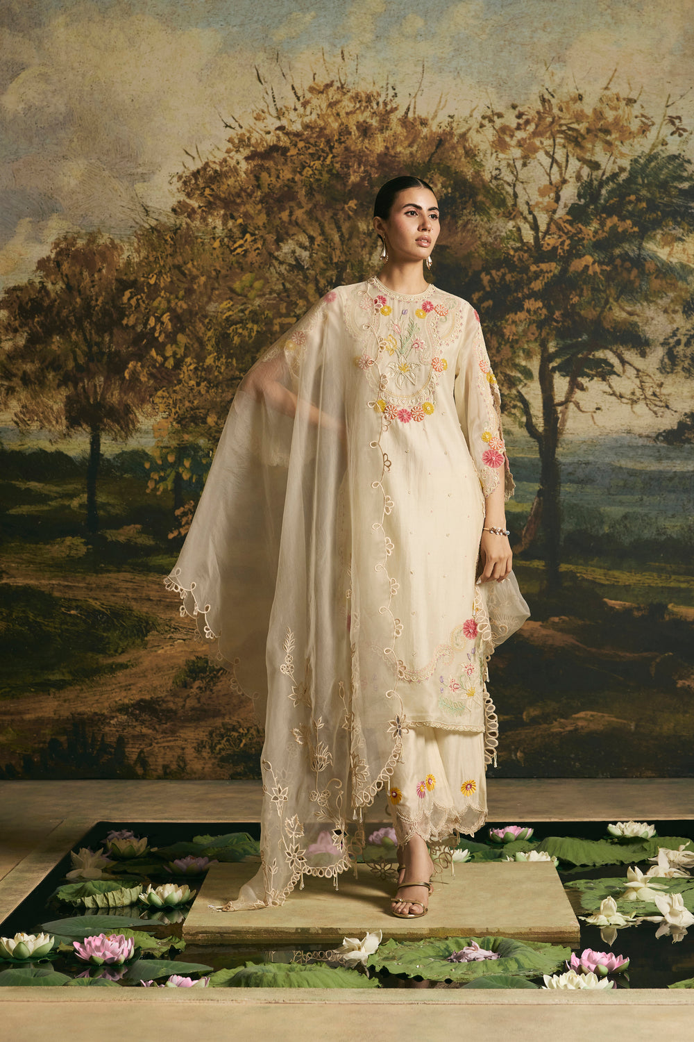 Ivory Cutwork Dupatta