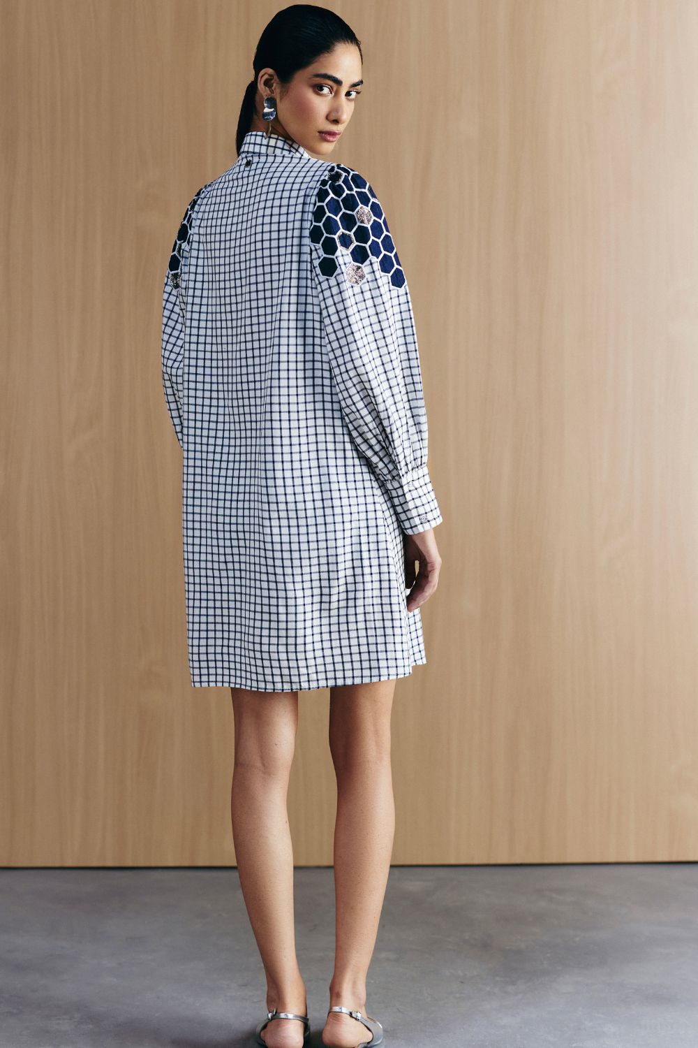 Roshni Bhatia in Check Embellished Shirt Dress