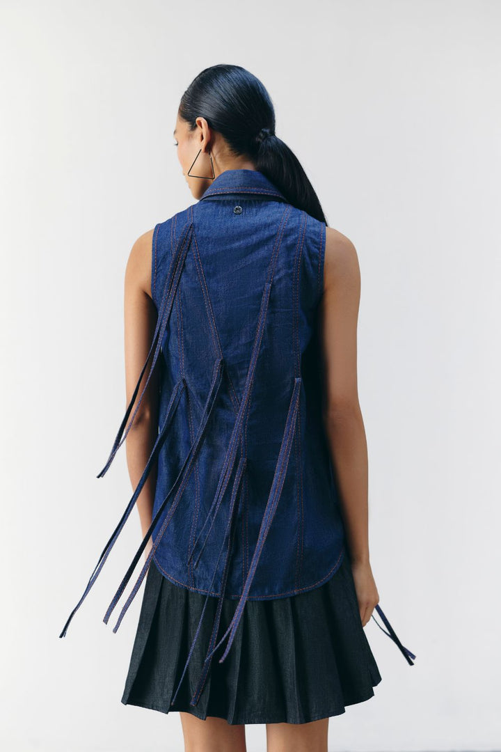 DENIM FRINGE SHIRT