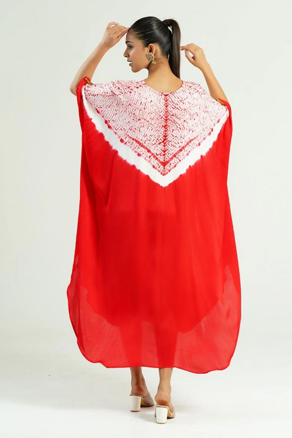 Kaftan Shibori - Scarlet Red / Ivory