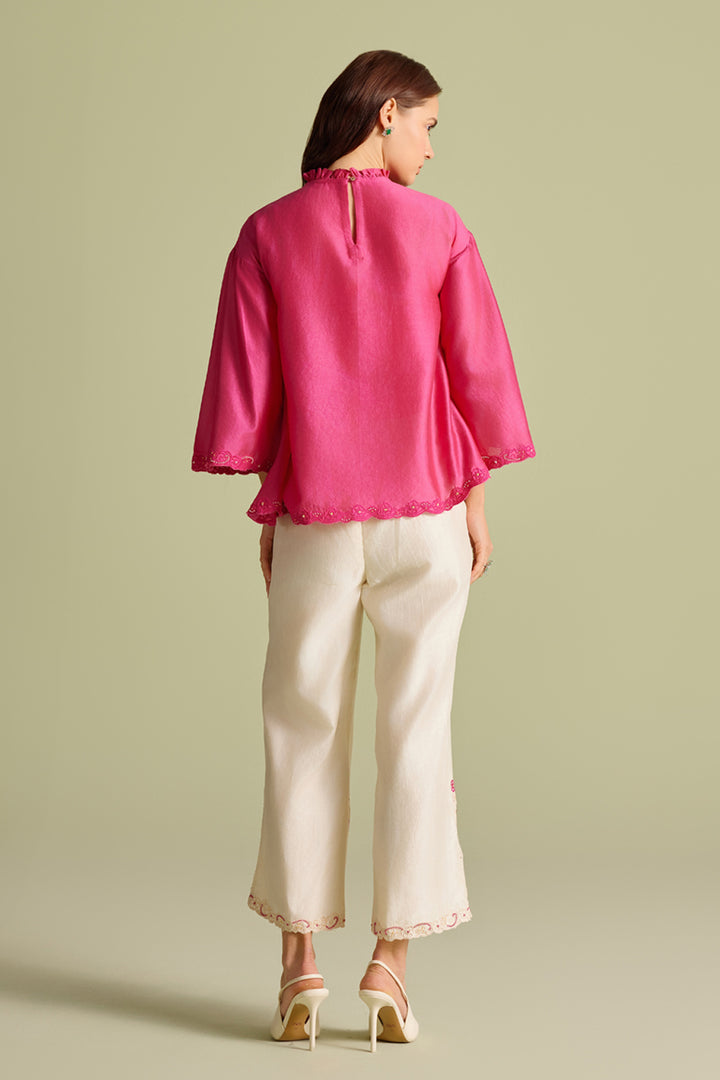 Ivory Mesh Detail Pants