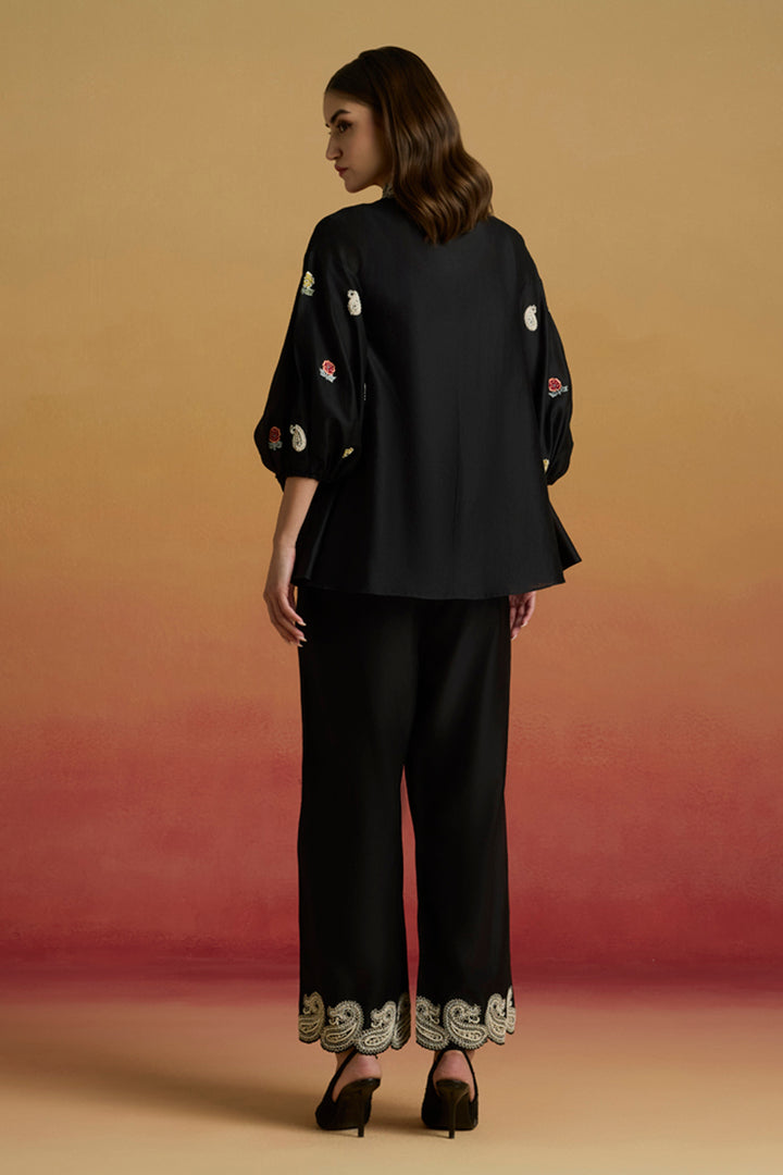 Black Contrast Paisley Shirt