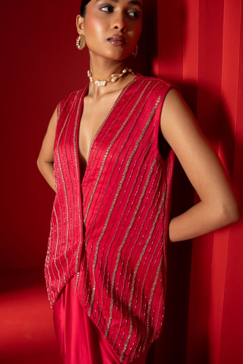 WAISTCOAT AND DRAPE SKIRT