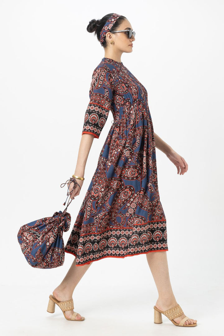 Deniz Pleated Midi Dress