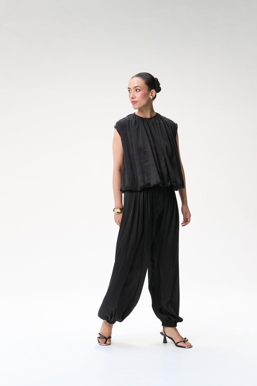 Black Silk Balloon Top & Black Silk Balloon Pants