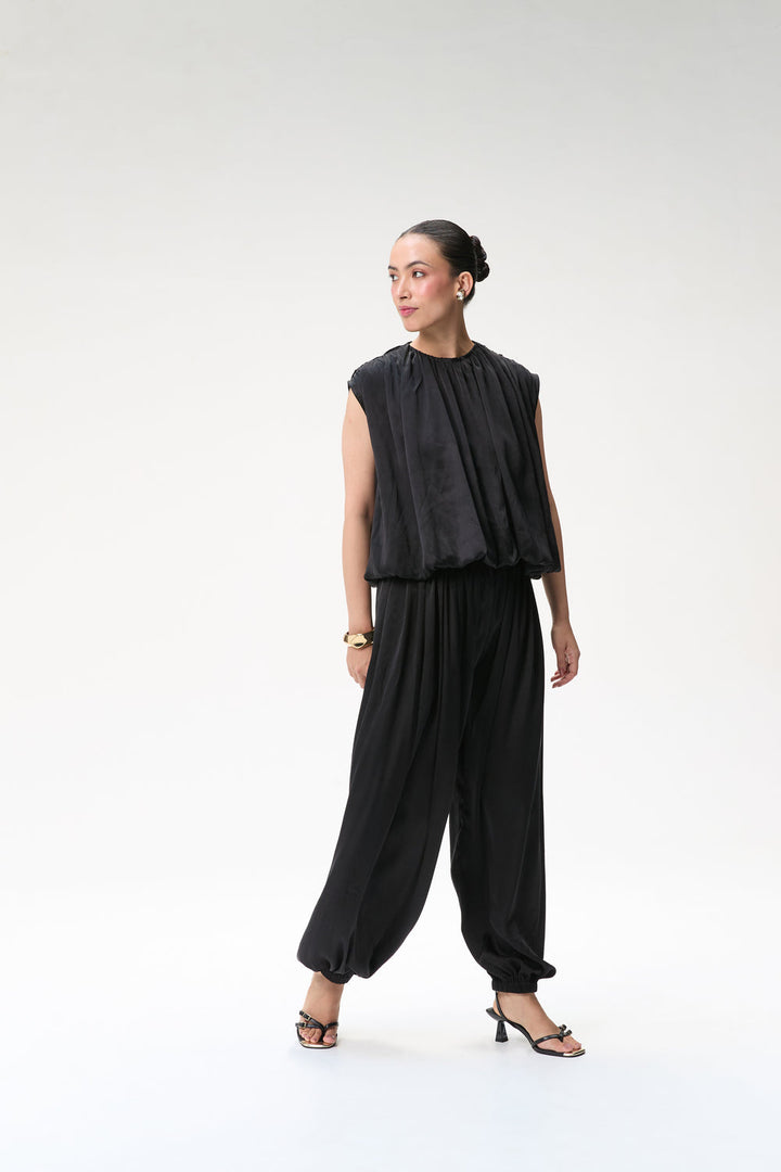 Black Silk Balloon Top & Black Silk Balloon Pants
