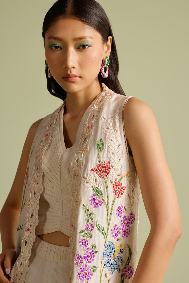 Ivory Mosaic Long Jacket