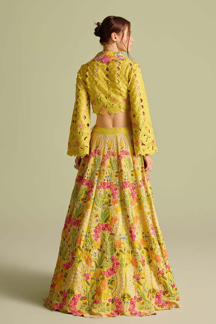 Yellow Cutwork Bolero Jacket