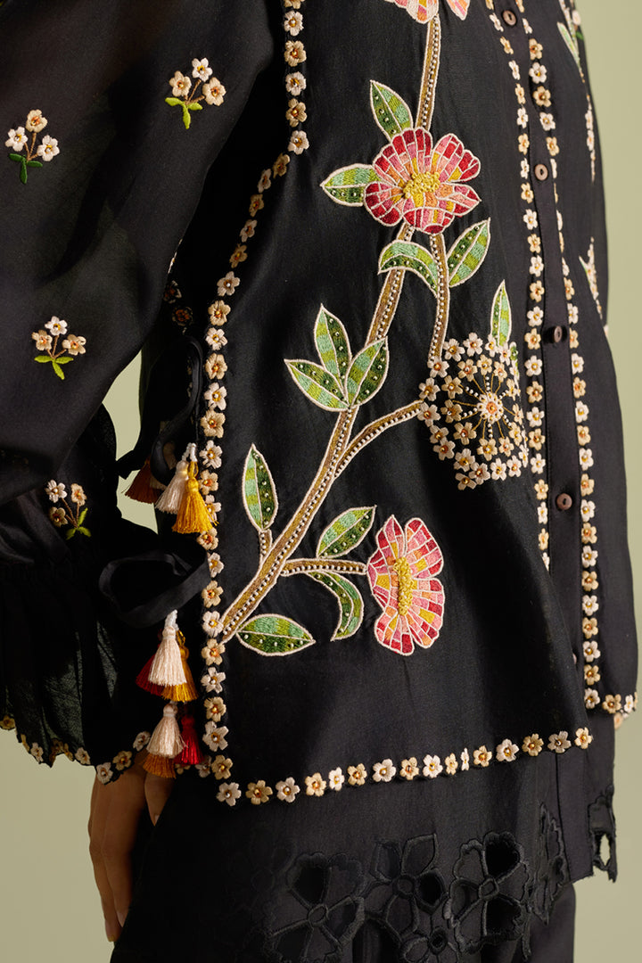 Black Mosaic Layered Shirt
