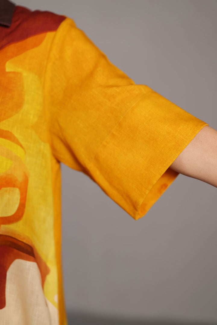 Diffuse brown & ochre kurta set