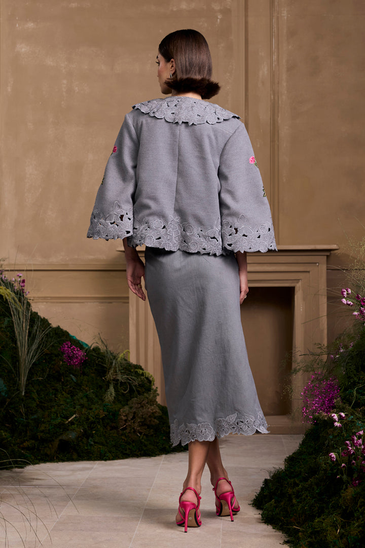 Grey Rose Threadwork Short Jacket