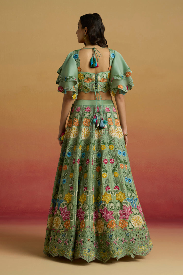 Sage Green Multicolour Floral Bustier