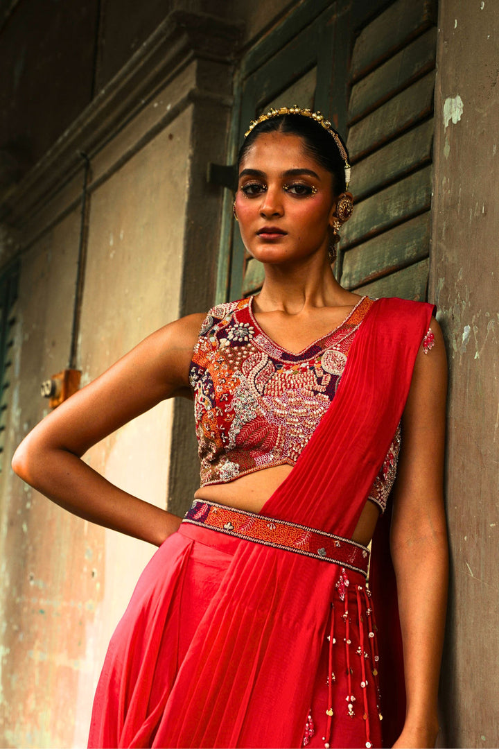 Rani Pink Heer Saree Set
