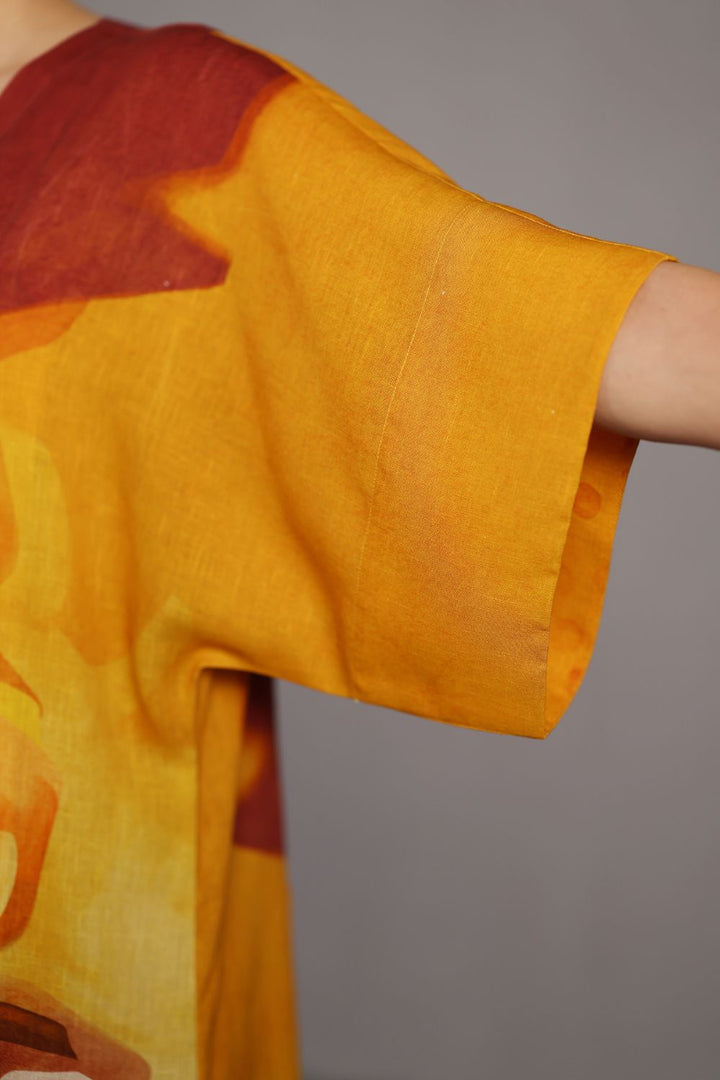 Diffuse brown & ochre long dress