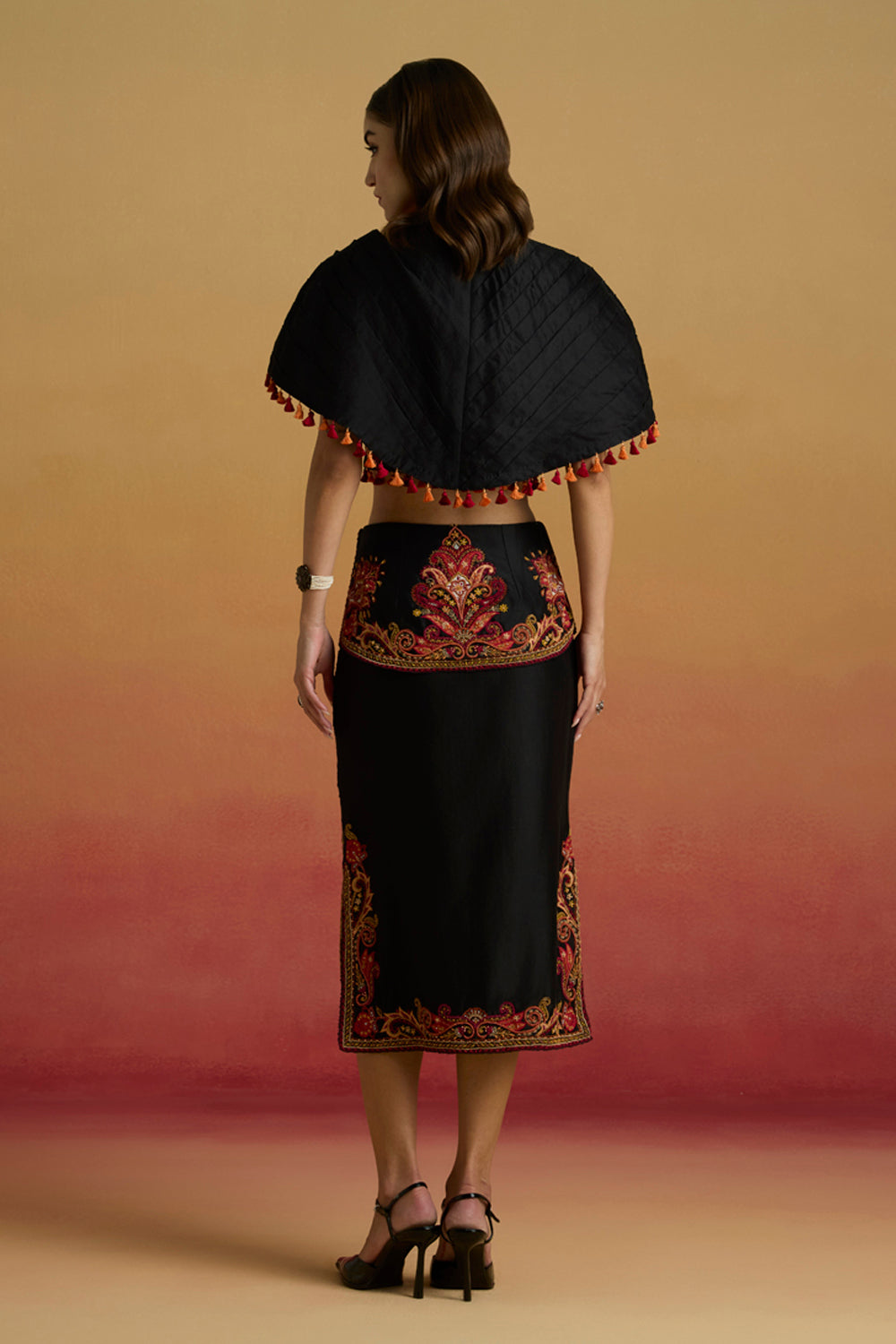 Black Asymmetric Layered Skirt