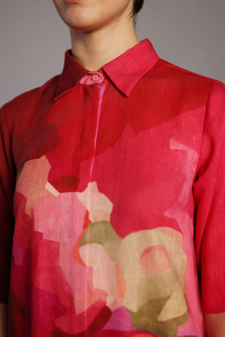 Diffuse fuchsia pink kurta set