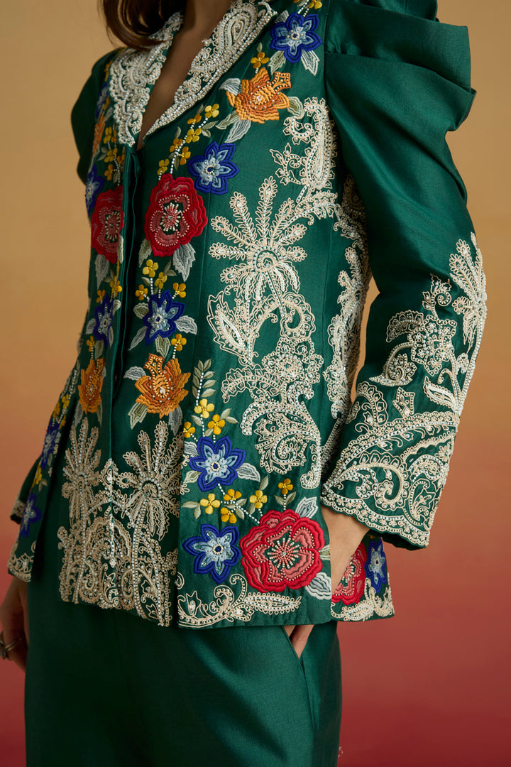 Emerald Contrast Cordwork Panelled Jacket