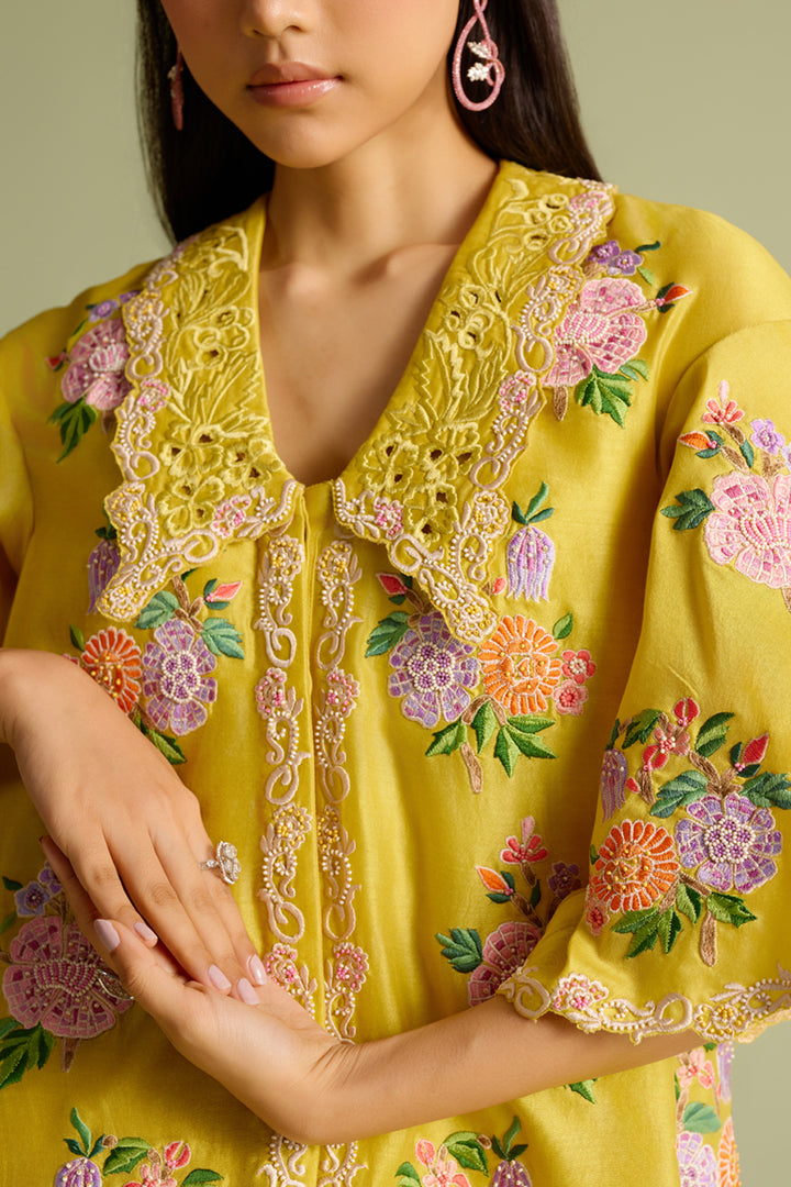 Yellow Floral Bunch Mosaic Shirt