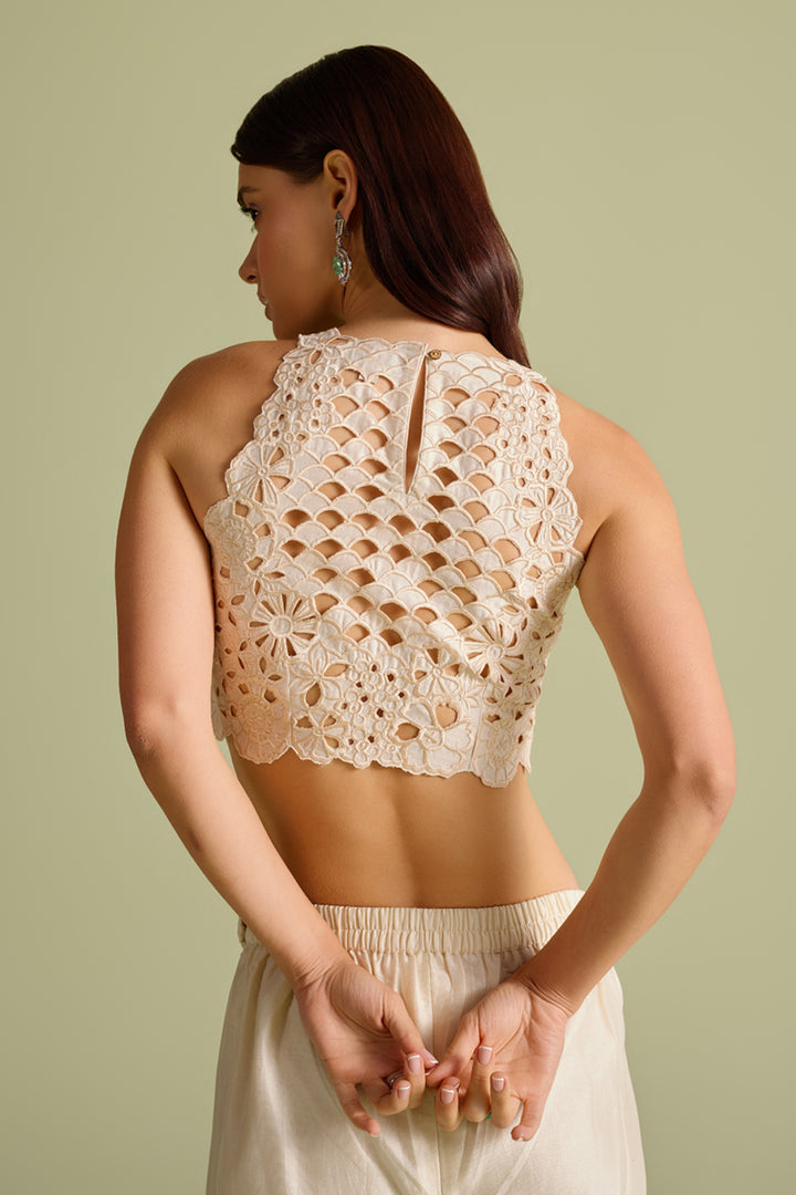 Ivory Cutwork Crop Top