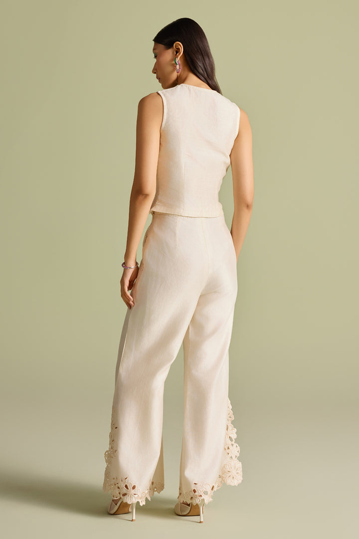 Ivory Cutwork Bell Bottom Pants