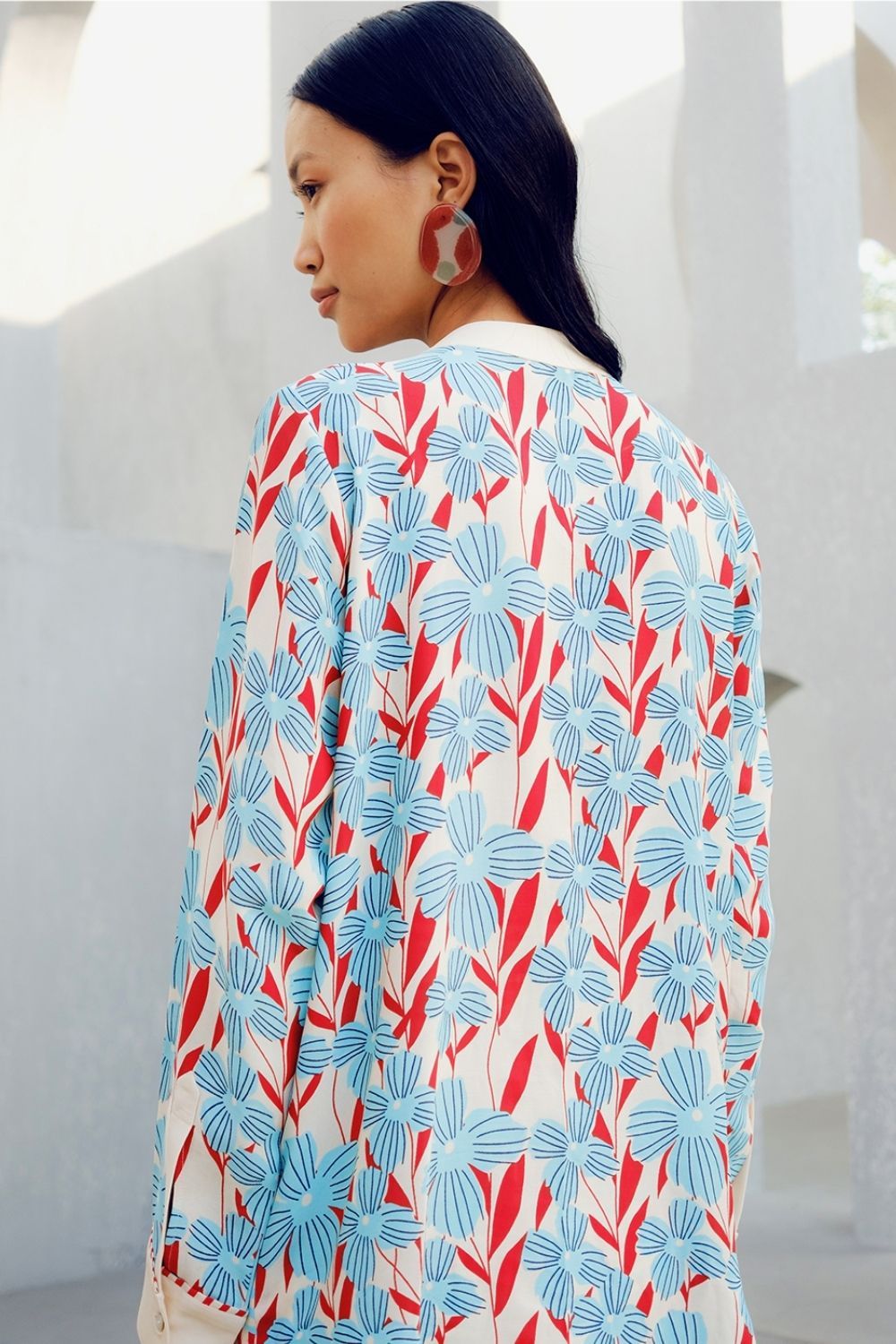 WHITE PRINT PLAY FRILL SHIRT