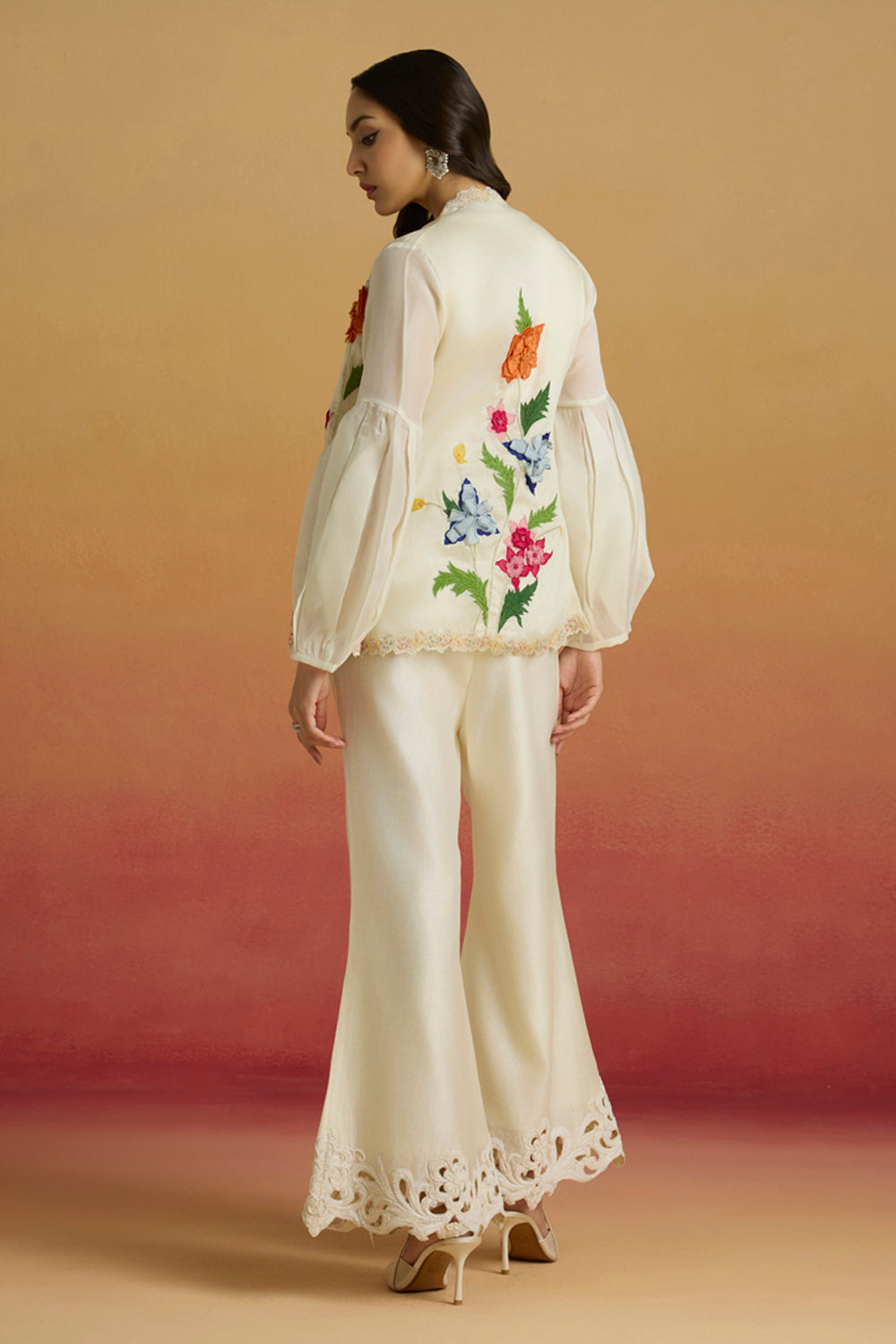 Ivory Cordwork and Beadwork Bell Bottoms