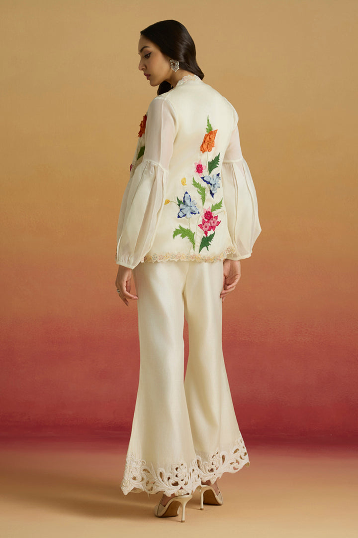 Ivory Cordwork and Beadwork Bell Bottoms