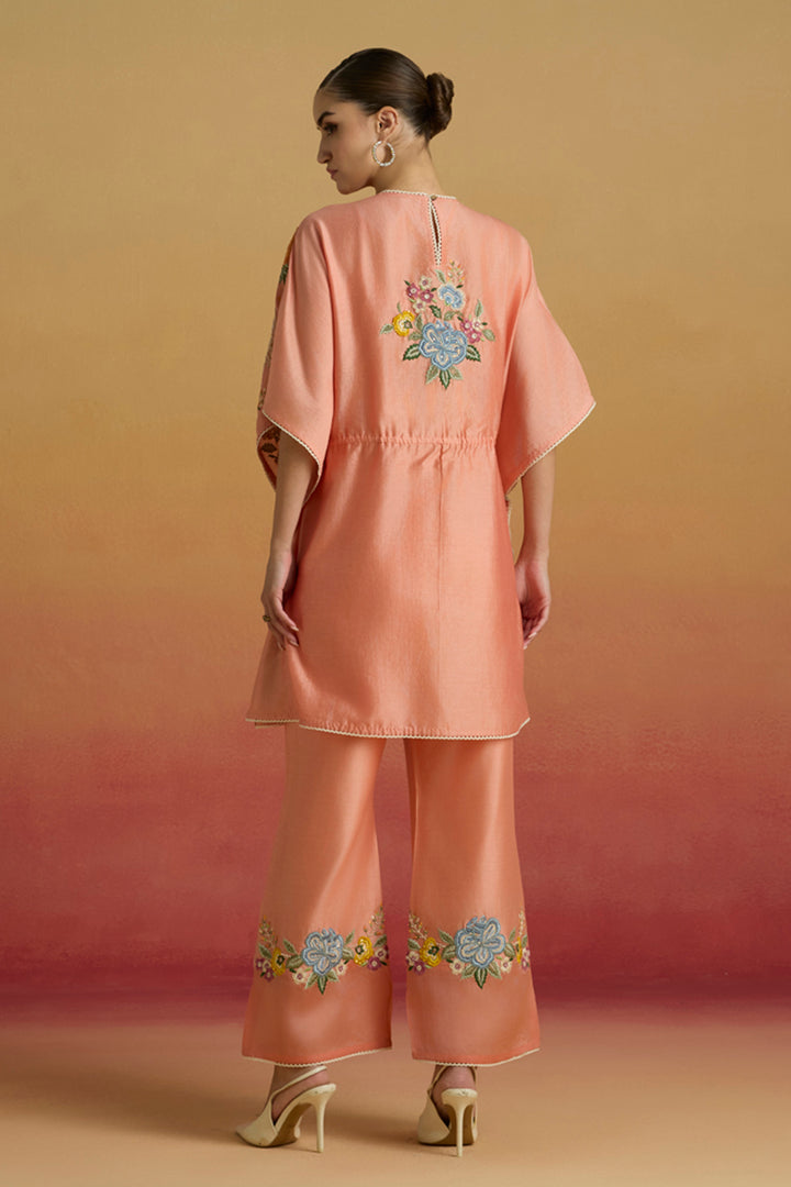 Apricot Floral Sheer Detail Pants