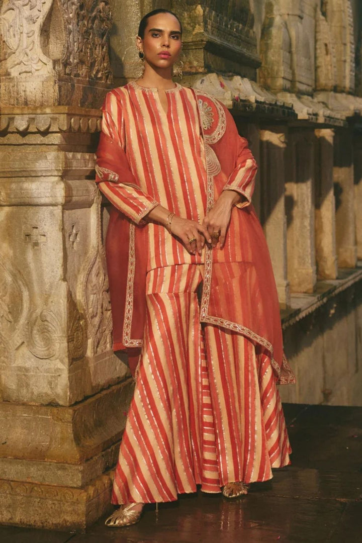 Stripe Kurta Sharara Set