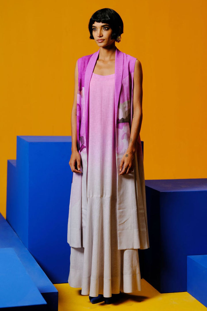 Diffuse beetroot & light grey jacket dress