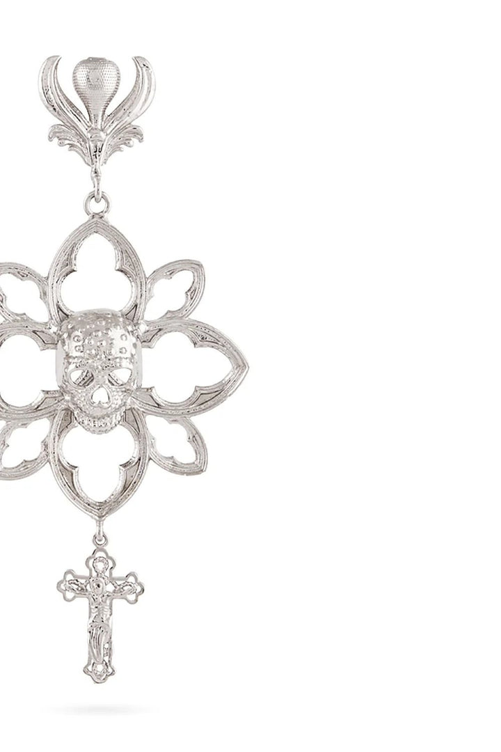 Skull Floral Earrings(Silver)