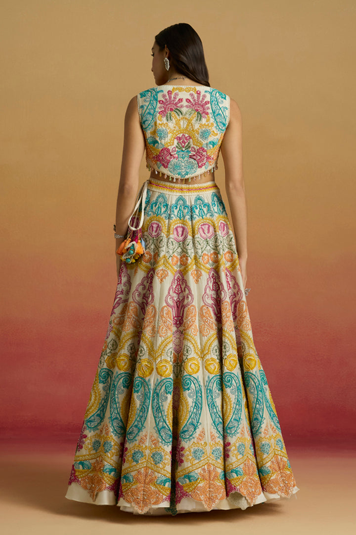 Ivory Multicolour Paisley Cordwork Bustier