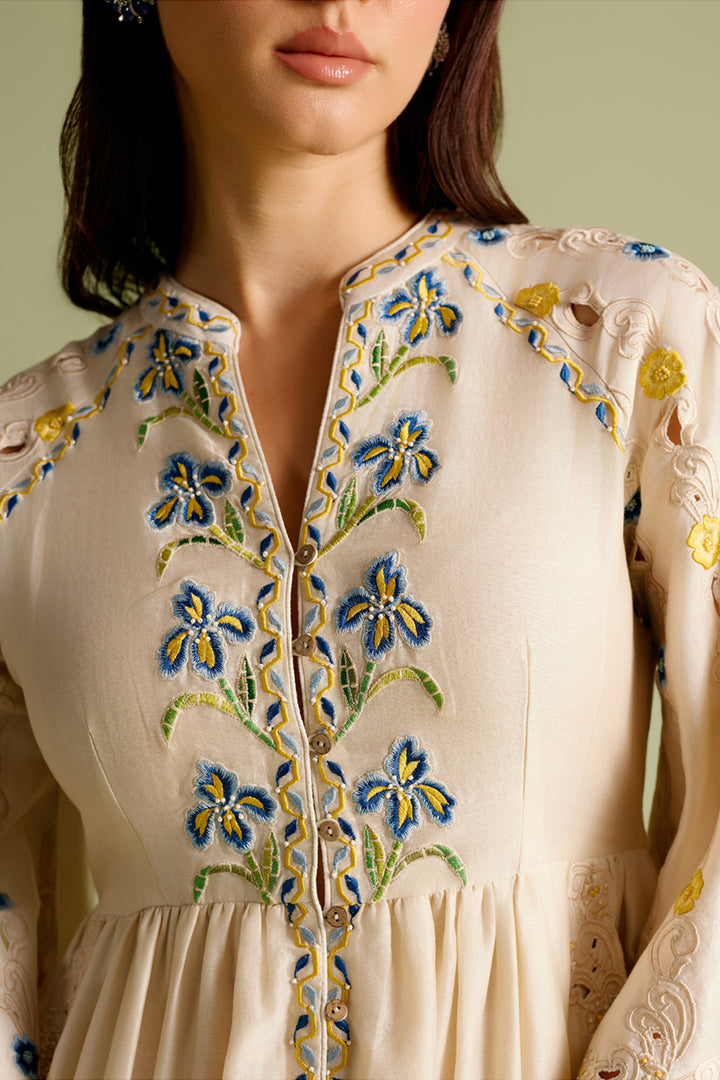 Ivory Iris Mosaic Midi Dress