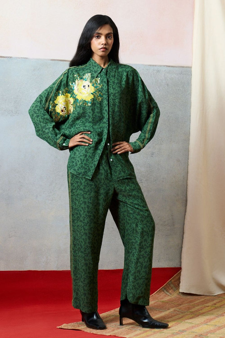 Elba Kimono Shirt Green