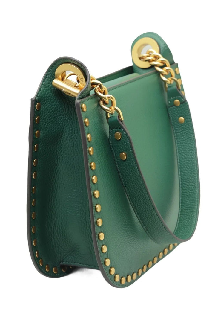 X Forest Green Studded Shoulder Bag