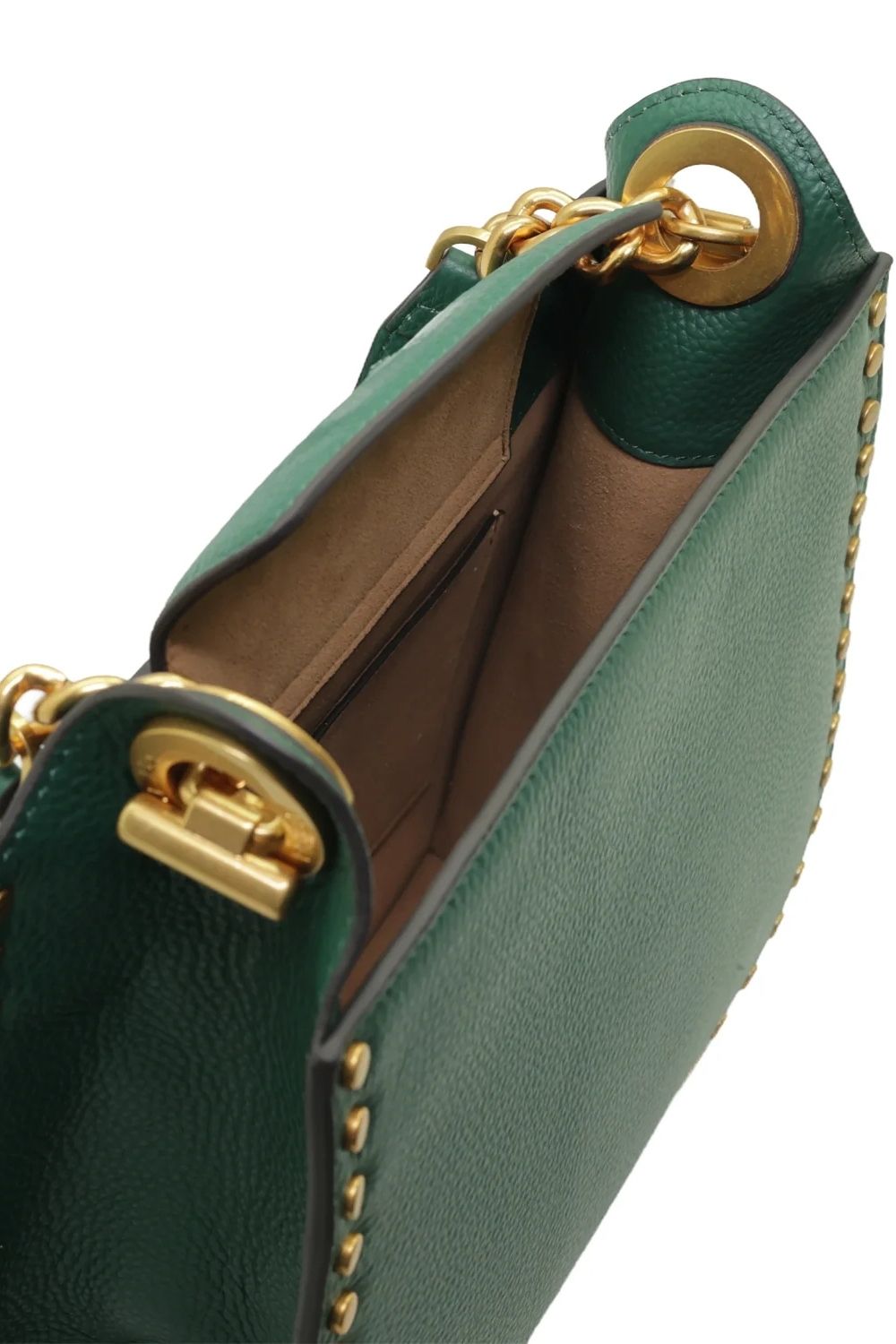 X Forest Green Studded Shoulder Bag