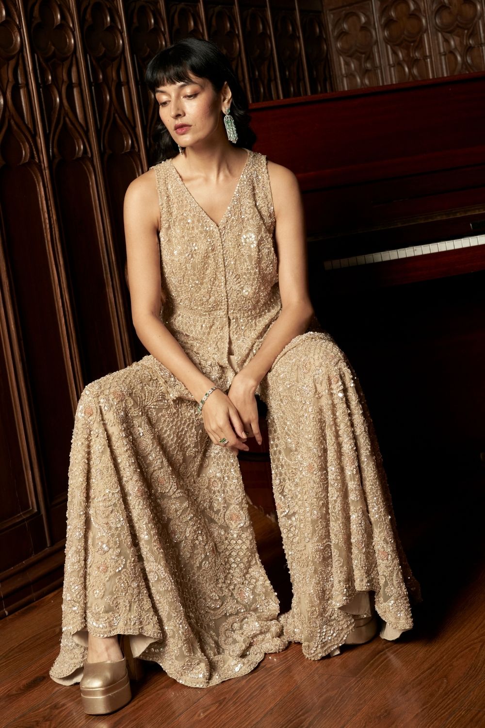 Beige Sharara Set