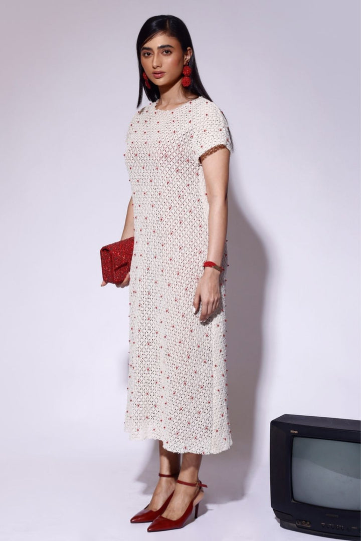 Pearl Cotton Net Dress