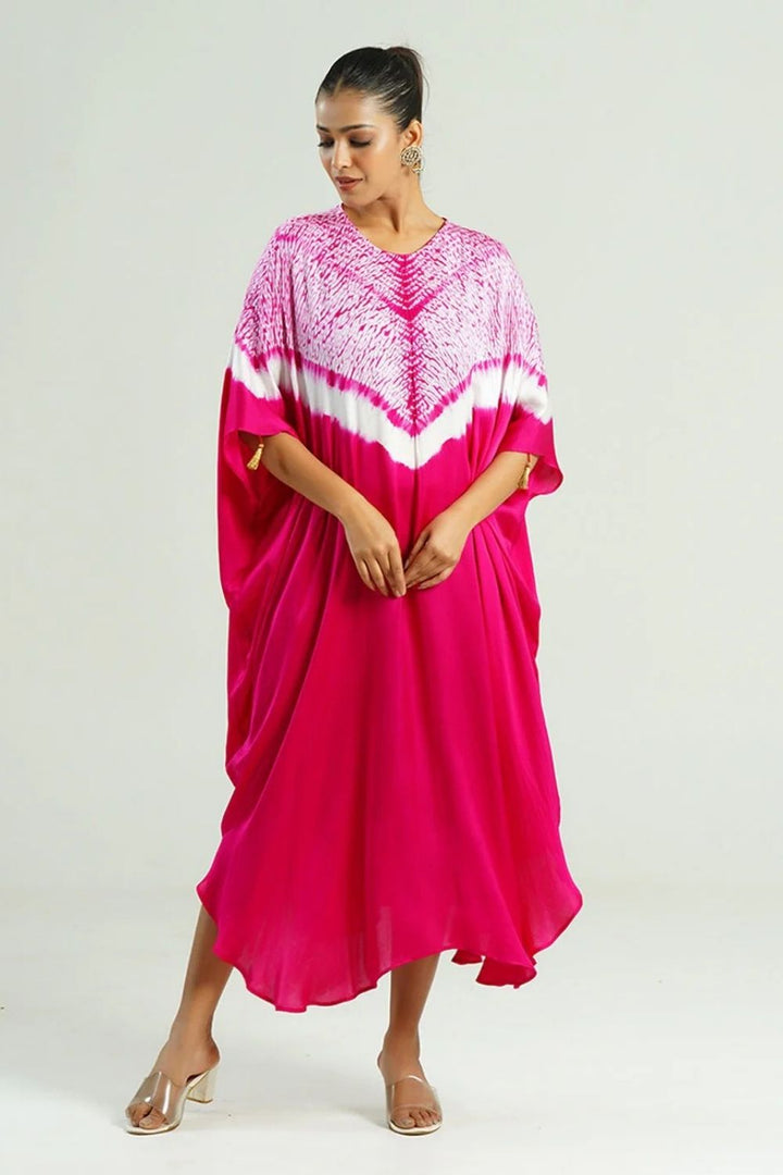 Kaftan Shibori - Scarlet Red / Ivory