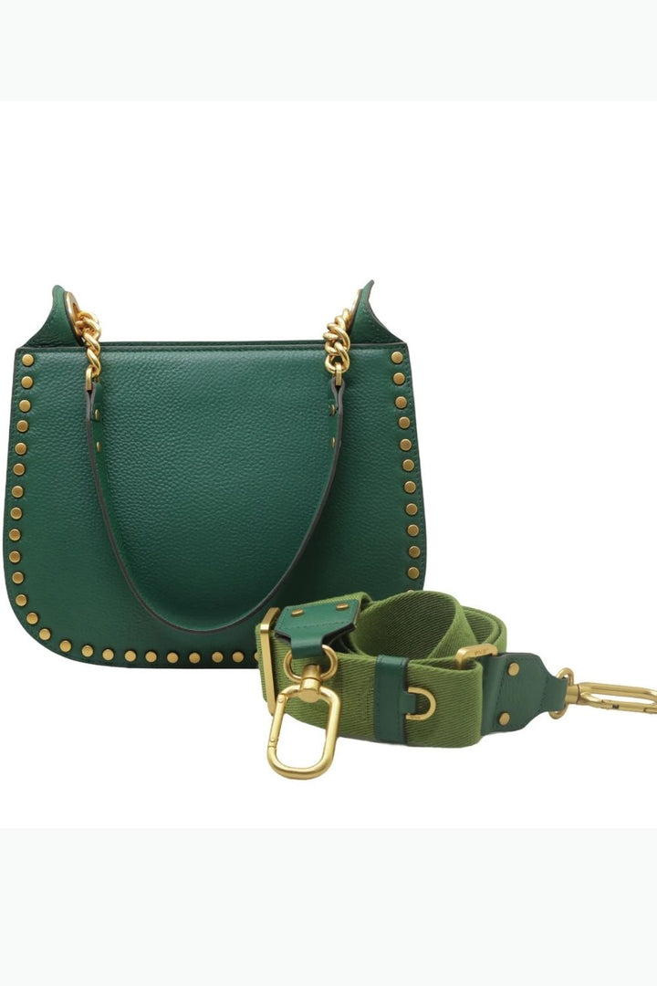X Forest Green Studded Shoulder Bag